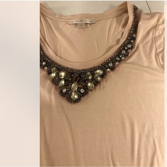 BOSTON PROPER Necklace Trapeze Top Blush Pink Embellished Jewel Blouse Shirt - Picture 11 of 11